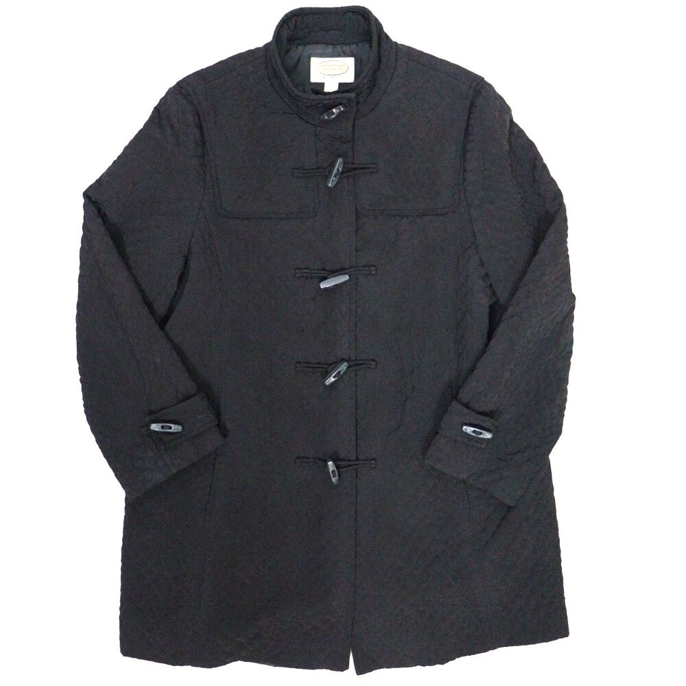 Vintage Talbots Coat Women's Plus 1X Black Diamond Quilted Toggle‎ Zip Closure